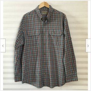 Duluth Trading Co Men's Long Sleeve Rollup Tab Button Down Shirt Size ? Crinkle